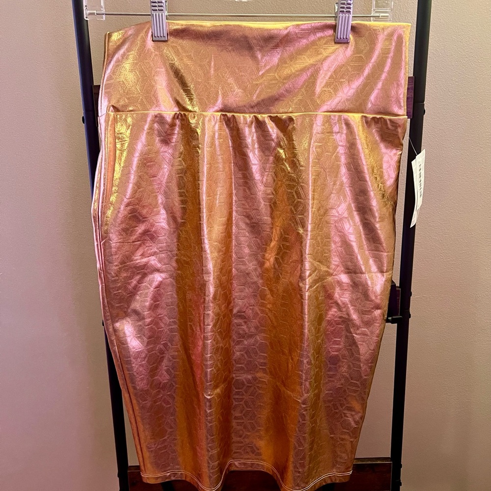 LuLaRoe Metallic Rose Gold Pencil Skirt